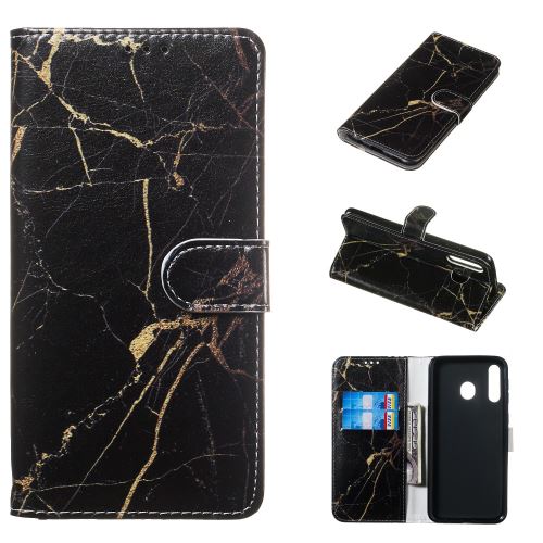Etui en PU impression de motifs en marbre avec support noir/marbre pour votre Samsung Galaxy M30/A40s