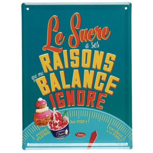 Plaque déco SUCRE ET BALANCE 20 x 15 cm