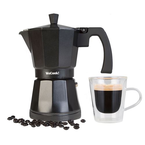 Cafetière Expresso Italienne Induction Aluminium 12 Tasses de Café Vitrocérame Wecook Luccia  Noir