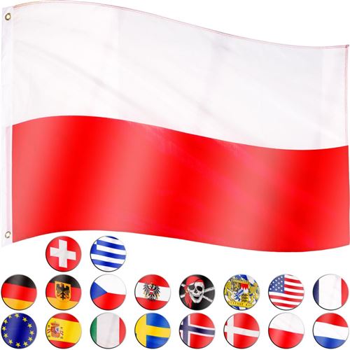 Drapeau 120x80 cm, Choix de 18 Drapeaux, à accrocher - FLAGMASTER - Couleur : Pologne