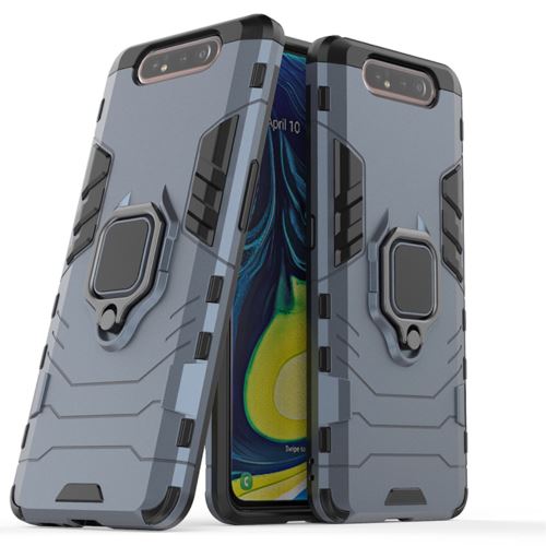 Coque en TPU bleu avec béquille en anneau pour votre Samsung Galaxy A80/A90