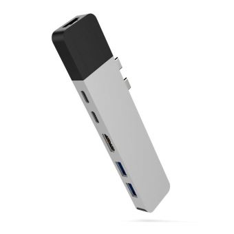 Station d'accueil PC portable Hyperdrive Net 6-in-2 Dock Pour Macbook Pro Touch Sanho Argent