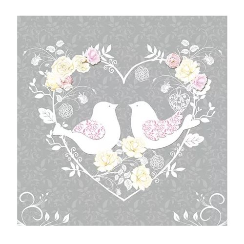 20 serviettes cur fleur oiseau 33x33cm