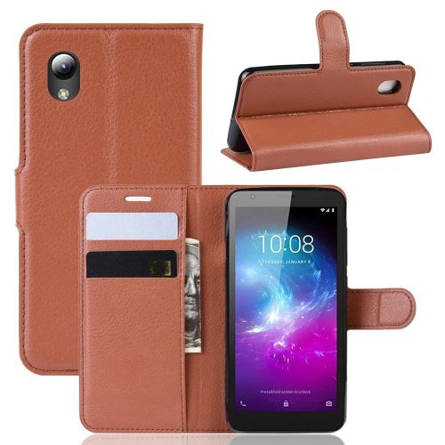 Etui en PU marron avec support pour votre ZTE Blade A3 (2019)