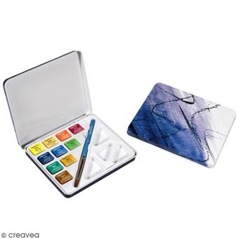 Mini Set D'Aquarelle De Voyage Yamobi 10 Pièces | Palette En Bois 6x6 Cm | Idéal Croquis, Adultes, Débutants
