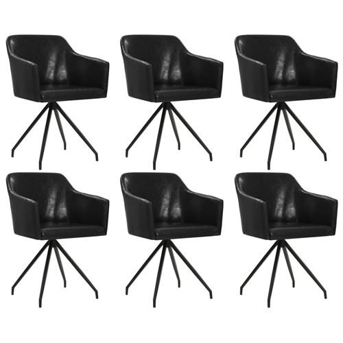 vidaXL Chaise pivotante de salle à manger 6 pcs Noir Similicuir
