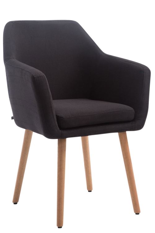 Chaise visiteur Utrecht tissu , Noir /Bois de chêne Nature