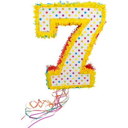 Folat piñata Numéro 7 carton de 49 cm jaune/blanc