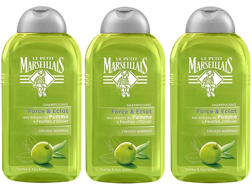 Le Petit Marseillais - Shampooing Cheveux Normaux Pomme Olivier - Flacon 250 ml - Lot de 3
