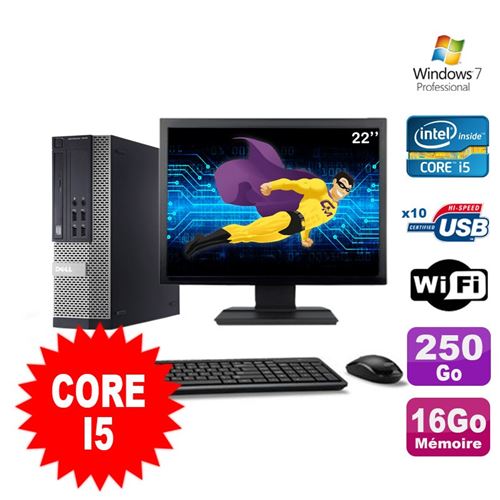 Pc dell optiplex 990 sff i5-2400 3.1ghz 16go 250go dvd wifi w7 ecran 22' État correct - Dell reconditionné disponible sur Fnac
