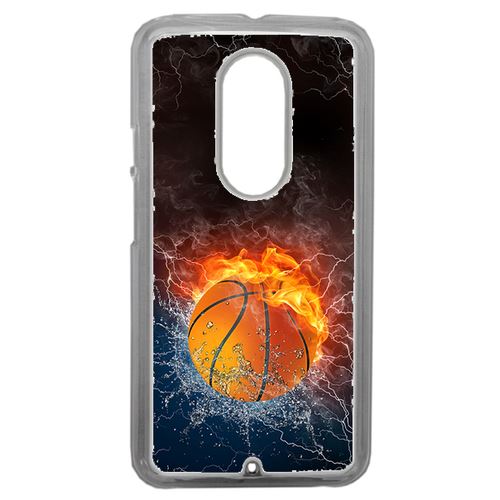 Coque Ballon De Basket Eau Et Feu Compatible Motorola Moto X2 Transparent