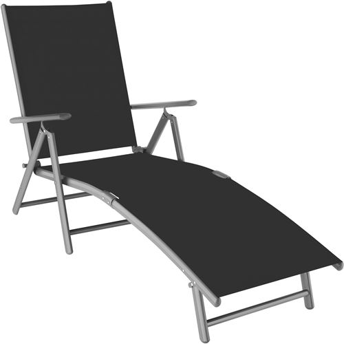 TECTAKE Bain de Soleil de Jardin d’extérieur Pliant Inclinable sur 7 positions en Aluminium et Textilène Gris foncé
