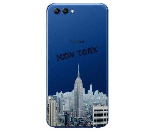 Huawei Honor View 10 Coque Gel TPU Souple Transparente résistante et Solide Anti Choc avec Impression de qualité (New York)