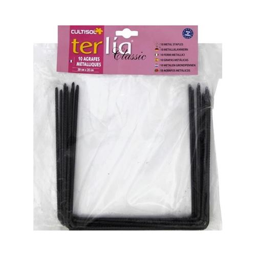 vilmorin 10 agrafes métalliques pour fixation paillage - l 20 x l 20 cm
