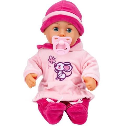 BAYER Bébé Premiers Mots 38 cm Avec 24 Sons de Bébé Fuchsia