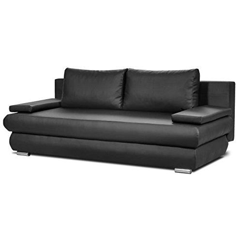 Générique Clyde Banquette Convertible Coffre de Rangement en Simili 3 Places - 187x94x76 cm - simli - Gris Ardoise