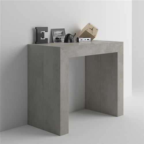 Mobilifiver Table Console extensible Angelica, Ciment, 45 x 90 x 76 cm, Mélaminé/Aluminium, Made in Italy