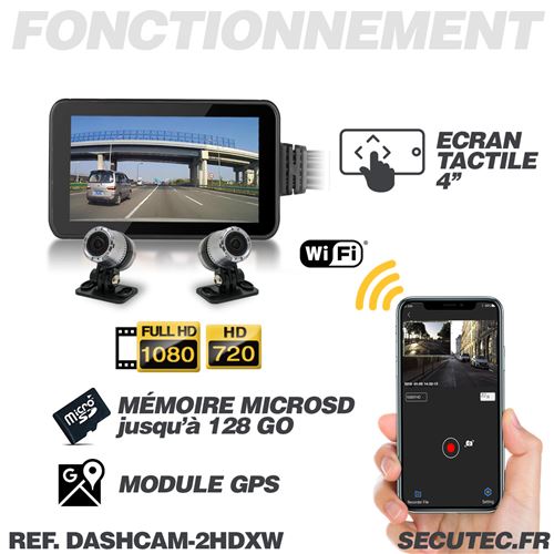 Enregistreur de conduite auto moto avec double caméra HD 1080P et 720P  filaire waterproof GPS - Accessoire sports motorisés - Achat & prix