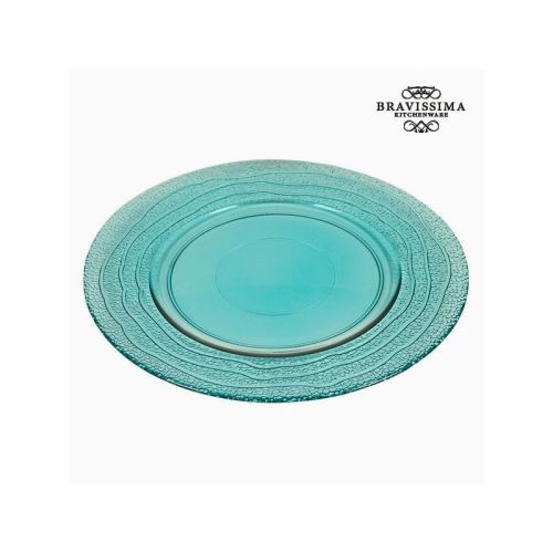 Assiette plate en verre recyclé turquoise (28 x 28 x 2 cm) by bravissima kitchen