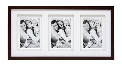 Deknudt Frames S65KQ3 Cadre Photo Double Passe-Partout pour 3 Photos Bois Brun 10 x 15 cm