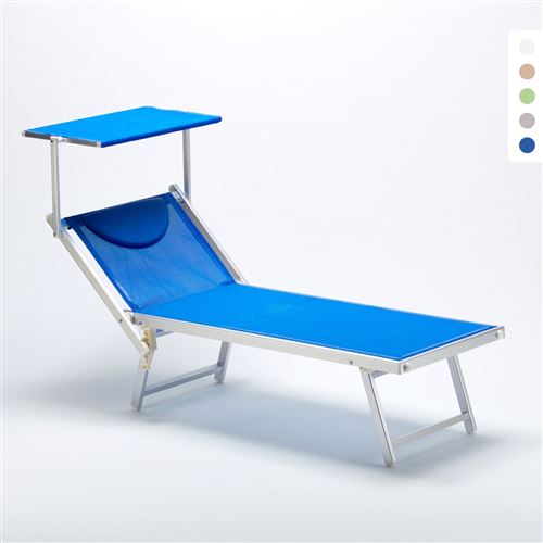 Bain de soleil transat professionnel chaise longue piscine aluminium ITALIA, Couleur: Bleu