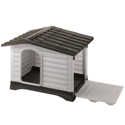 Ferplast Niche pour l'extérieur, Maison pour Chiens DOGVILLA 110 en Résine Thermo-plastique Résistant, Panneaux Latérales Ouvrable