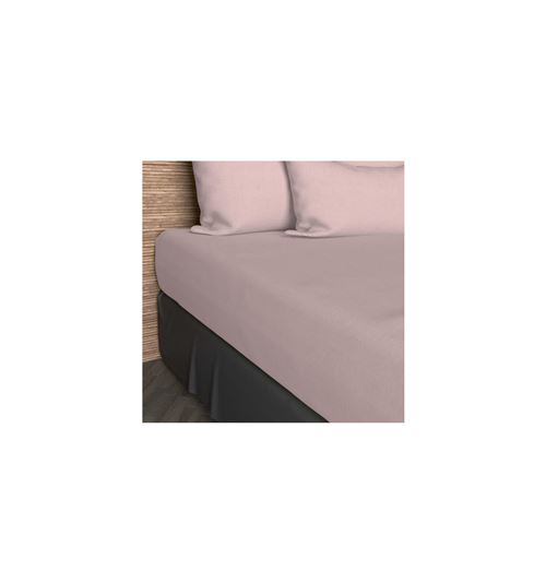 Drap housse JERSEY 140x190 cm en coton uni rose, par Soleil d'ocre