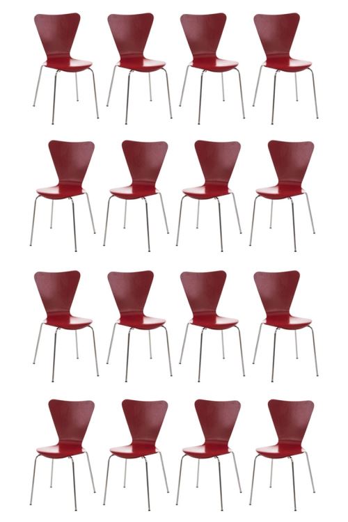 Lot de 16 chaises visiteur empilables Calisto , Rouge