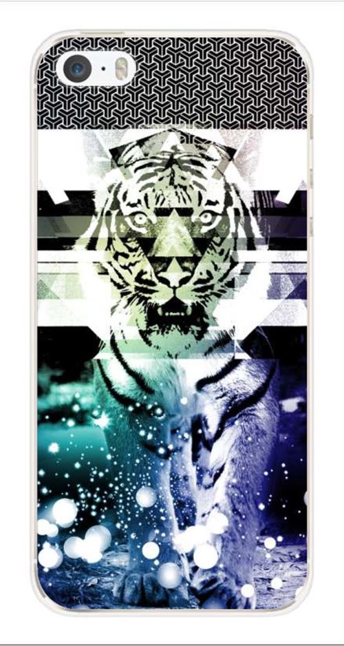 Coque en silicone imprimée compatible iPhone 5 iPhone 5S Tigre swag