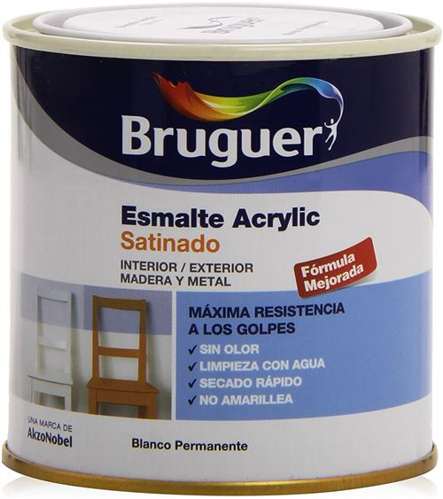 Bruguer 5160660 Pot de peinture acrylique Blanc satin permanent