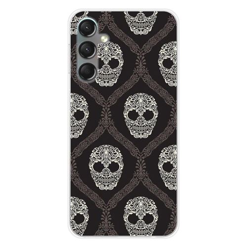 Coque en silicone imprimée compatible Samsung Galaxy A24 4G Floral skull