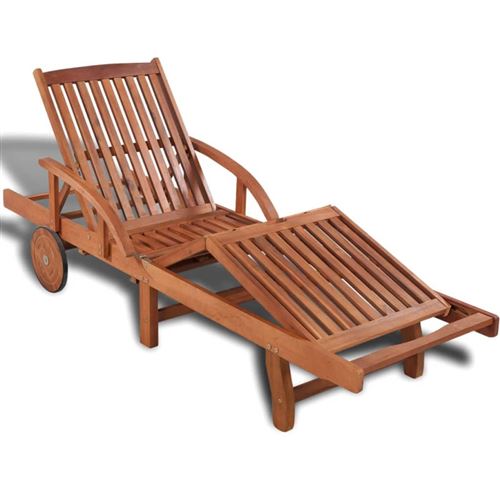 Vidaxl Marron Chaise Longue En Acacia H. 30 Cm L. 200 Cm Non Empilable Pliable