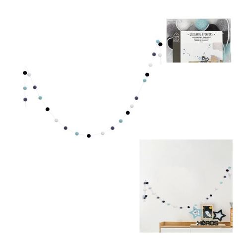 Paris Prix - Guirlande 24 Pompons boule Garçon 2m Multicolore