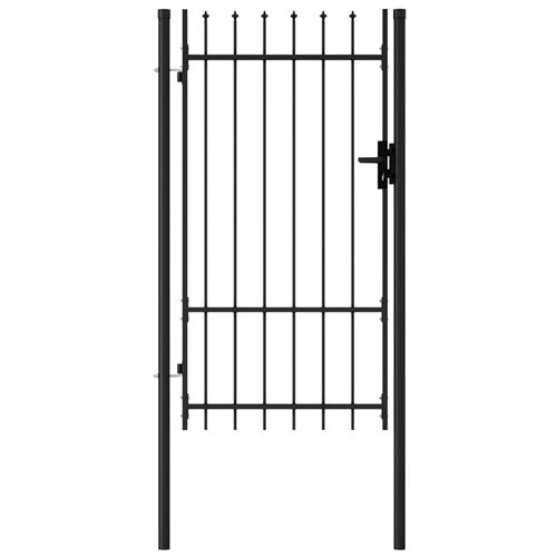 chunhe Portillon simple porte avec dessus à pointe Acier 1x1,75 m Noir AB145745