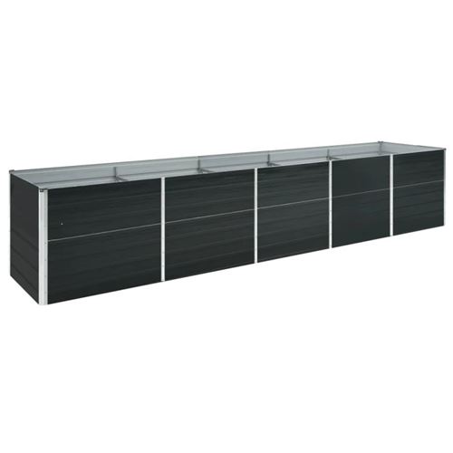 Vidaxl Gris Lit Surélevé De Jardin Acier Galvanisé 400X80x77 Cm Anthracite - Image 1