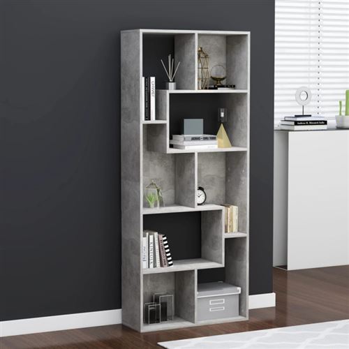 vidaXL Bibliothèque Gris béton 67x24x161 cm Aggloméré