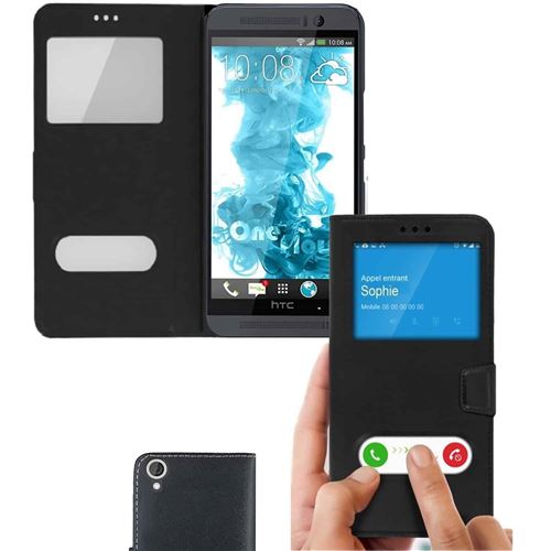 Etui de protection double fenêtre pour Htc Desire 820 -Noir