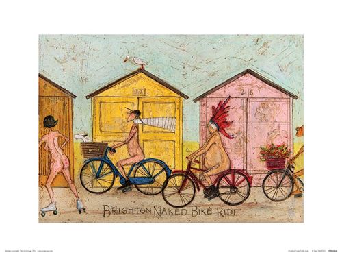 Sam Toft reproduction d'art Brighton Naked Bike Ride 40 x 30 cm