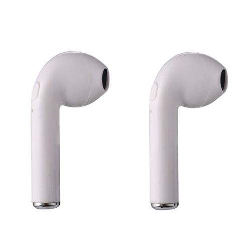 Coocheer 2pcs Écouteurs Général Stéréo intra auriculaires Mains Libres Bluetooth Sport Sans Fil Casque - Blanc