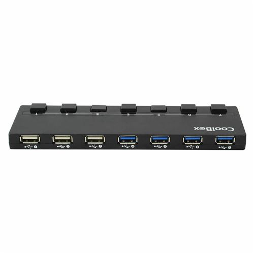 CoolBox COO-UPH356A, USB 2.0,USB 3.0 (3.1 Gen 1) Type-A, 5000 Mbit-s, 5 V, 2,1 A, Noir