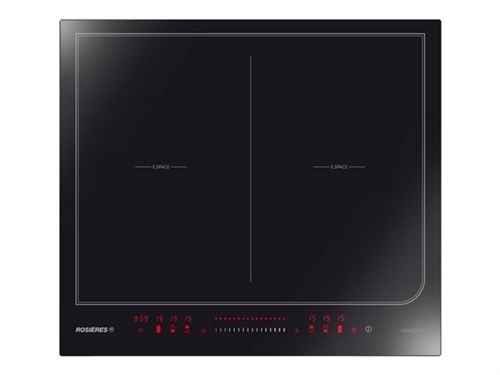 Rosières RES6D - Table de cuisson à induction - 4 plaques de cuisson - Niche - largeur : 56 cm - profondeur : 49 cm - avec cadre biseauté - Black Pearl