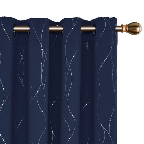 Deconovo Lot de 2 Rideaux Occultants Blue Marine 140x180cm