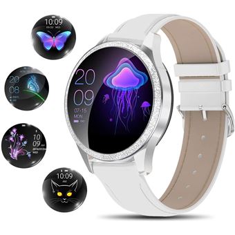 Montre Connectée CHRONUS pour Femme Homme Enfant Sport Avec Etanche Écran Coloré d’Activité pour Android IOS-Blanc - 1