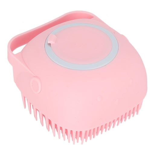 Meilleurs prix pour Brosse de Bain de Chats Chien Massage Douce avec Contenant de Shampooing -Rose