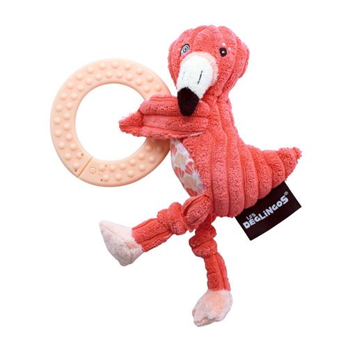 Anneau de dentition Hochet Flamingos le Flamant Rose Les Déglingos