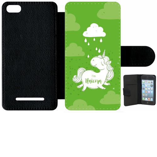 étui porte feuille xiaomi mi 4c unicorne nuage fond vert