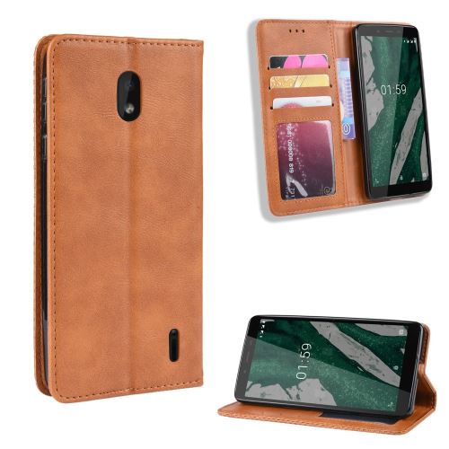 Etui en PU style vintage marron pour votre Nokia 1 Plus