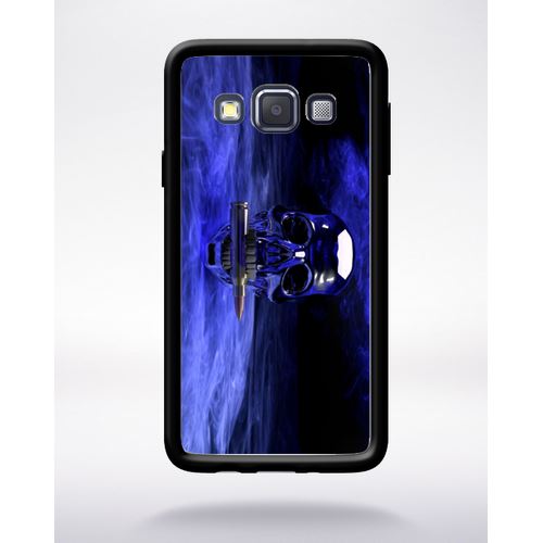 Coque Blue Skull Compatible Samsung A3 2015 Bord Noir Silicone