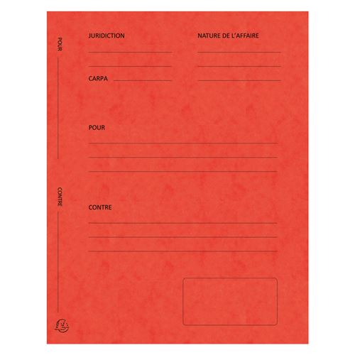 Exacompta Dossiers de plaidoirie pré-imprimés en carte lustrée coloris rouge - Lot de 25 - vue 1