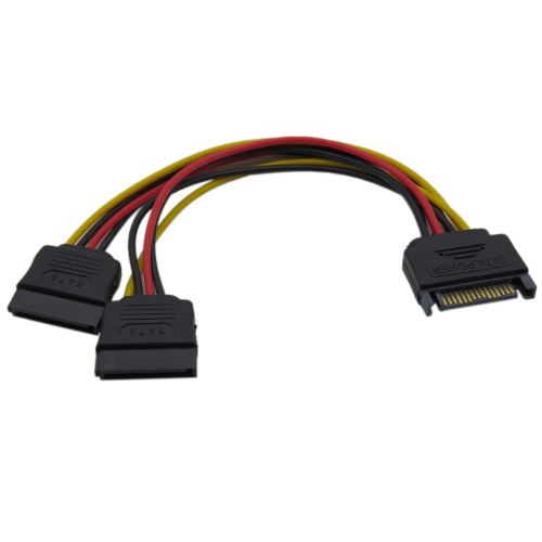CABLING® Câble d'alimentation en Y SATA de 15 cm - Répartiteur / Splitter 1x SATA vers 2x SATA